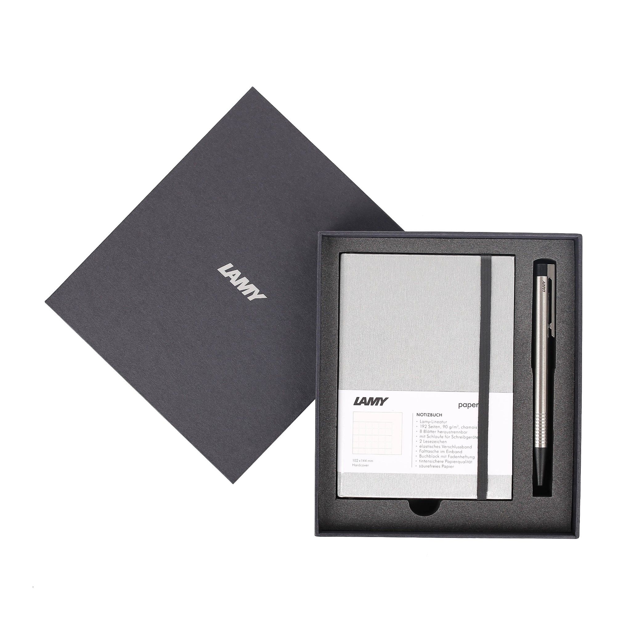 Gift set LAMY Notebook A6 softcover Grey + LAMY Logo steel