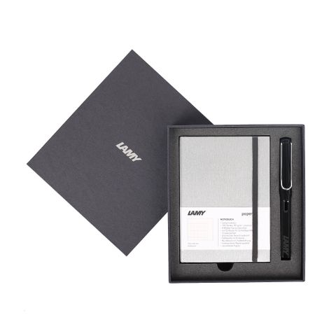  Gift set LAMY Notebook A6 softcover Grey + LAMY Safari Shiny Black 