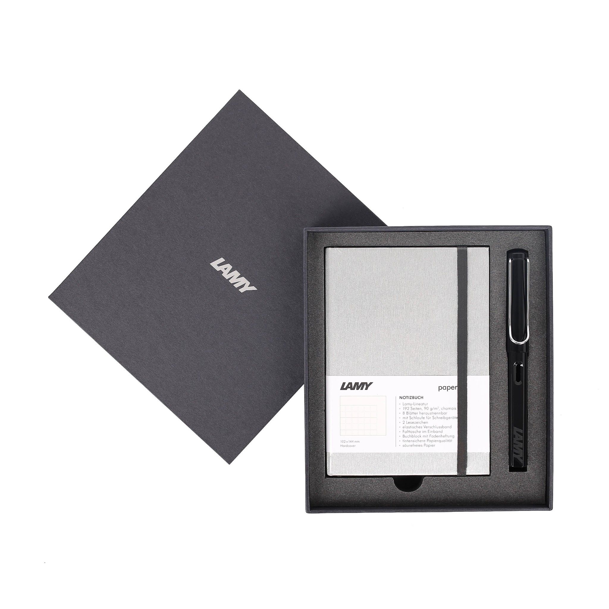 Gift set LAMY Notebook A6 softcover Grey + LAMY Safari Shiny Black