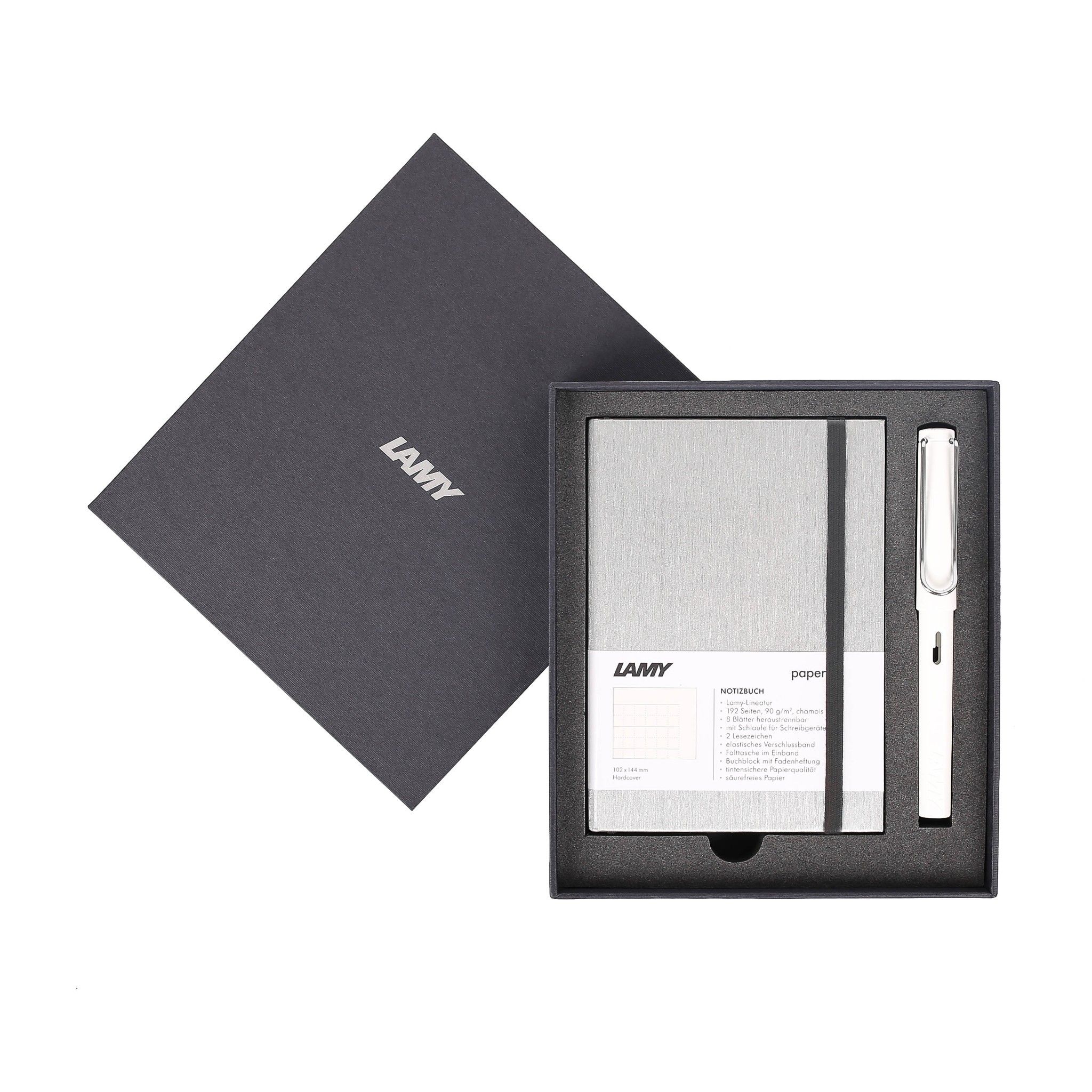 Gift set LAMY Notebook A6 softcover Grey + LAMY Safari White