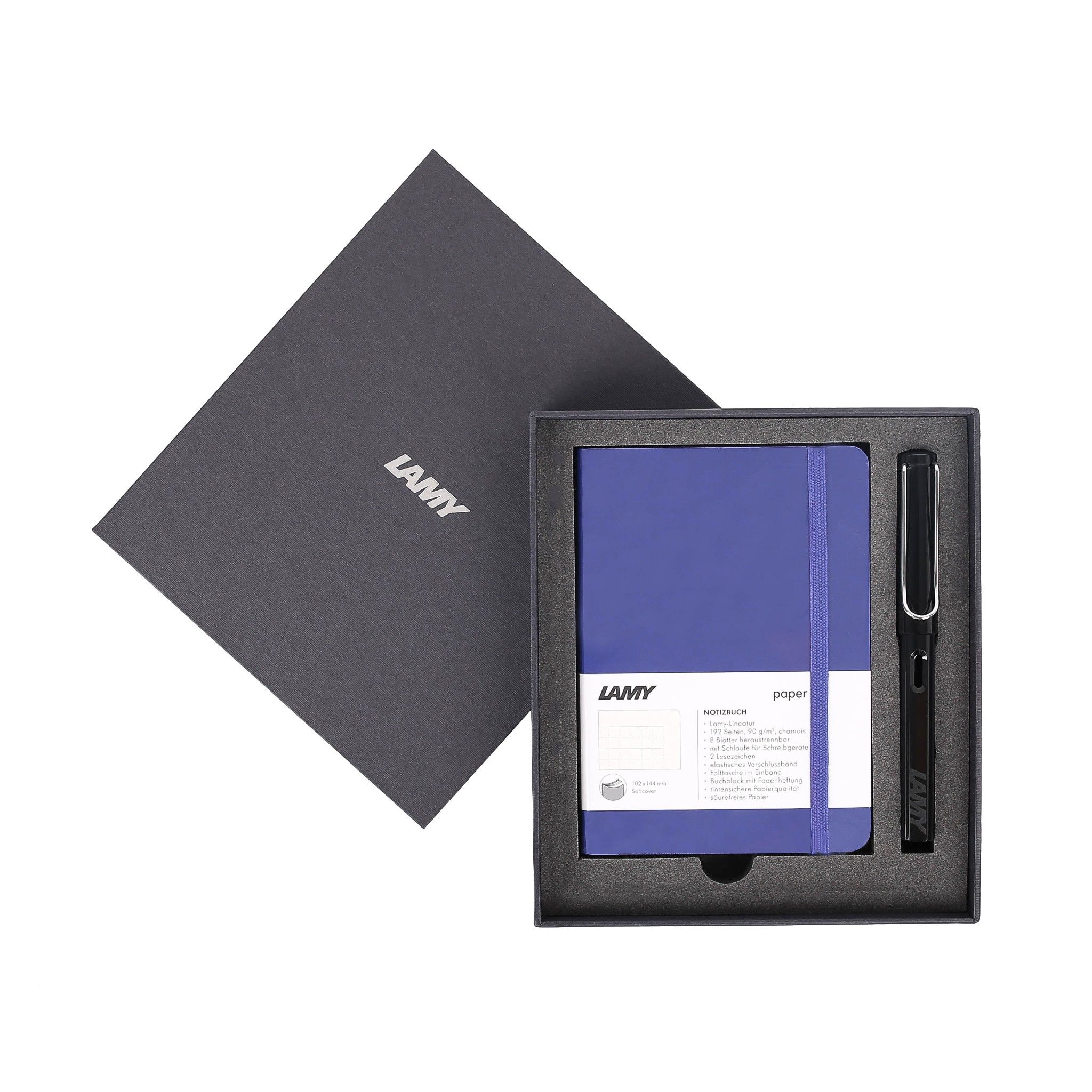 Gift set LAMY Notebook A6 softcover Blue + LAMY Safari Shiny Black