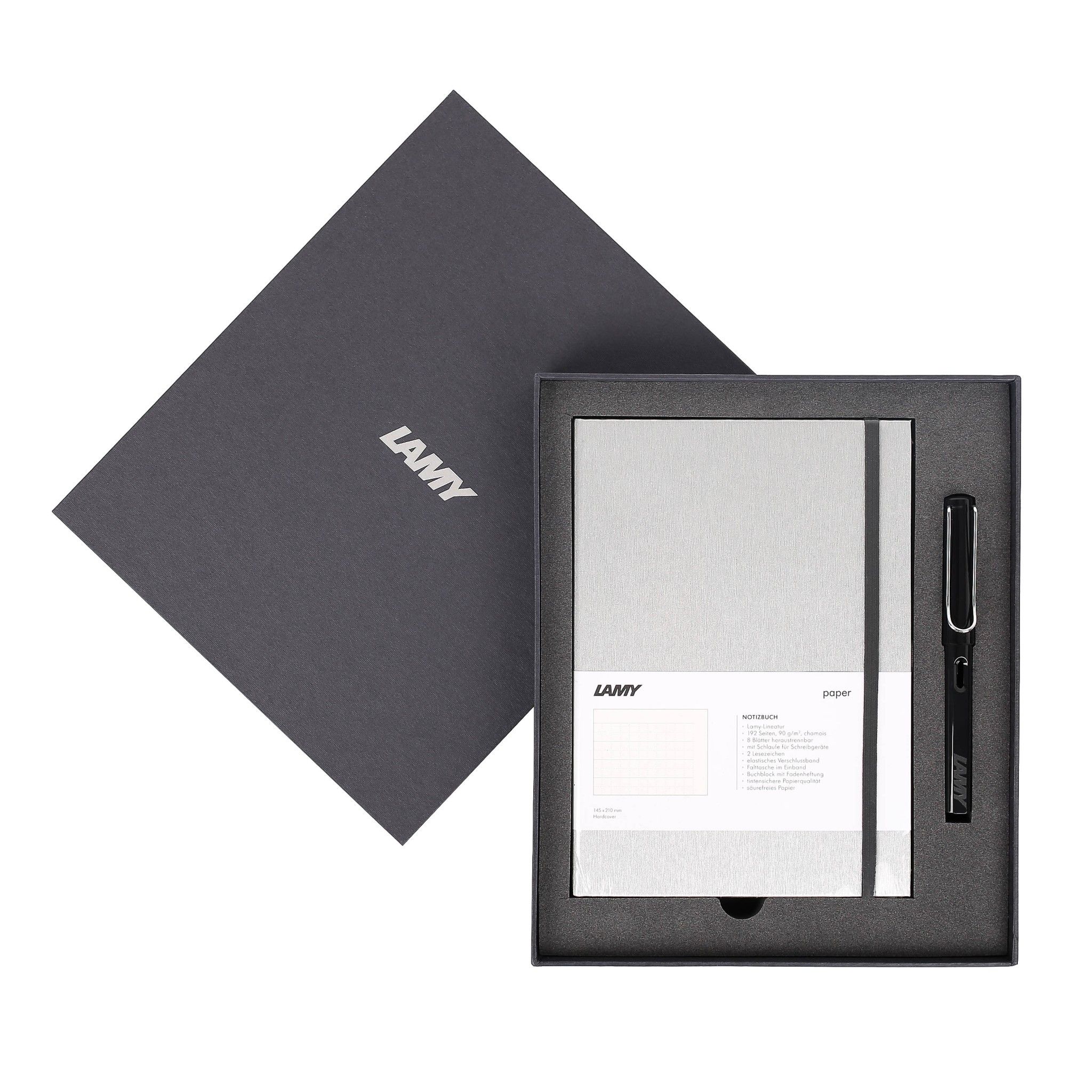 Gift set LAMY Notebook A5 softcover Grey+ LAMY Safari Black