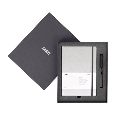  Gift set LAMY Notebook A5 softcover Grey+ LAMY Safari Matt Black 