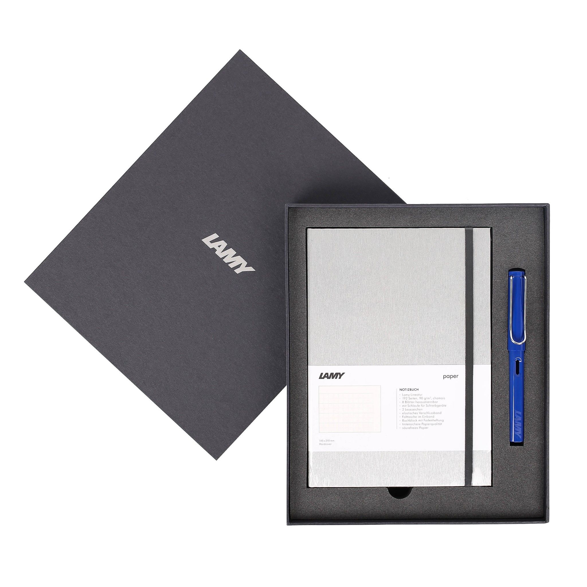 Gift set LAMY Notebook A5 softcover Grey+ LAMY Safari Blue
