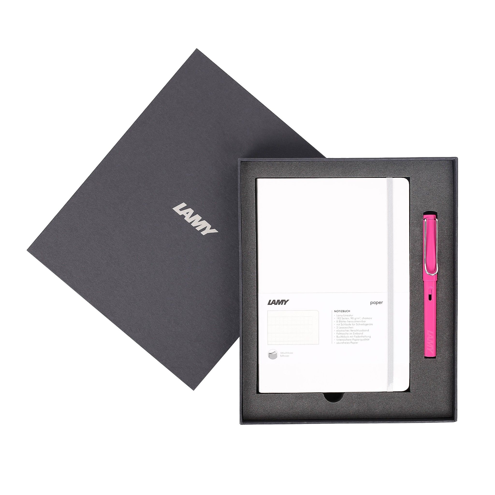 LAMY Notebook A5 softcover White + LAMY Safari Pink