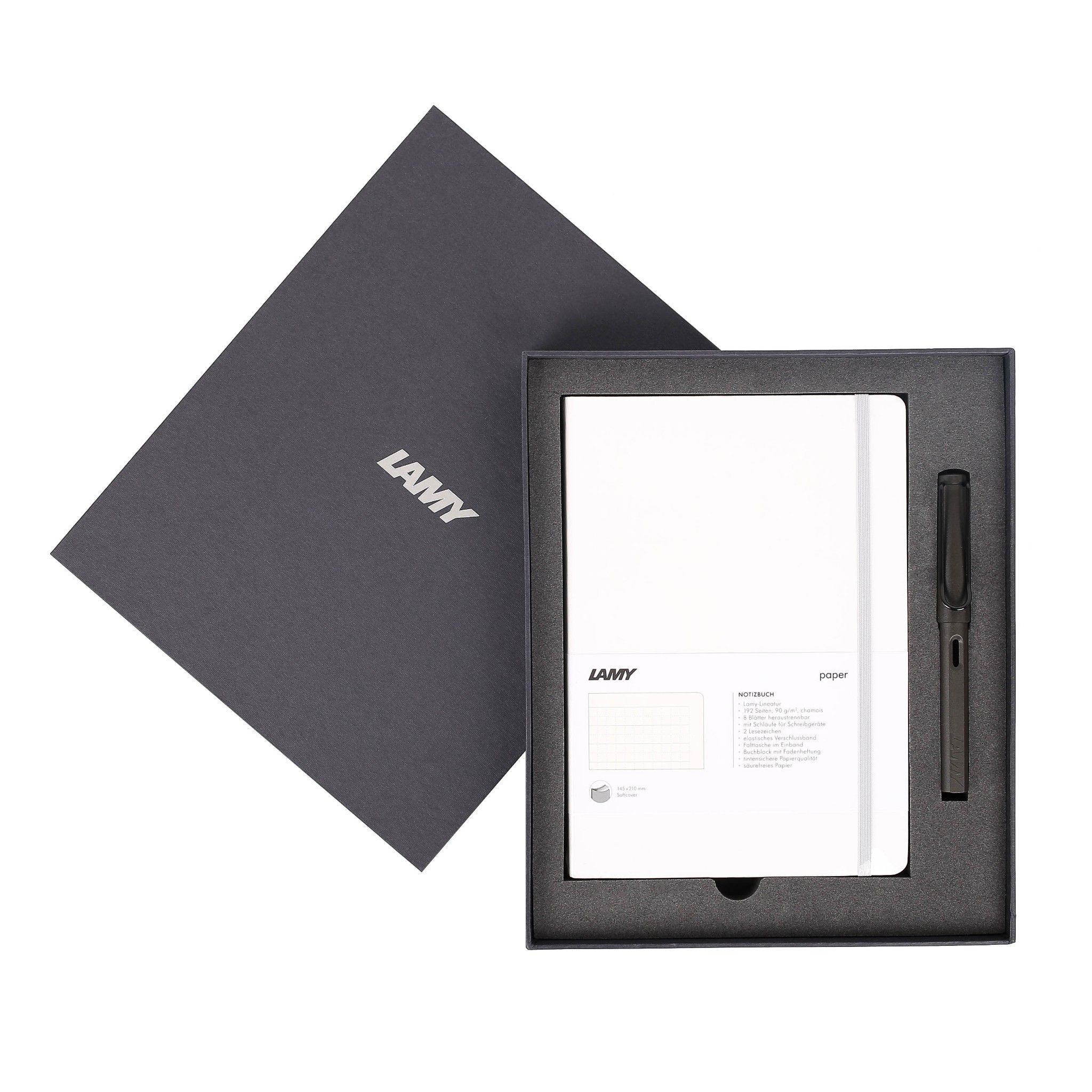 LAMY Notebook A5 softcover White + LAMY Safari Matt Black