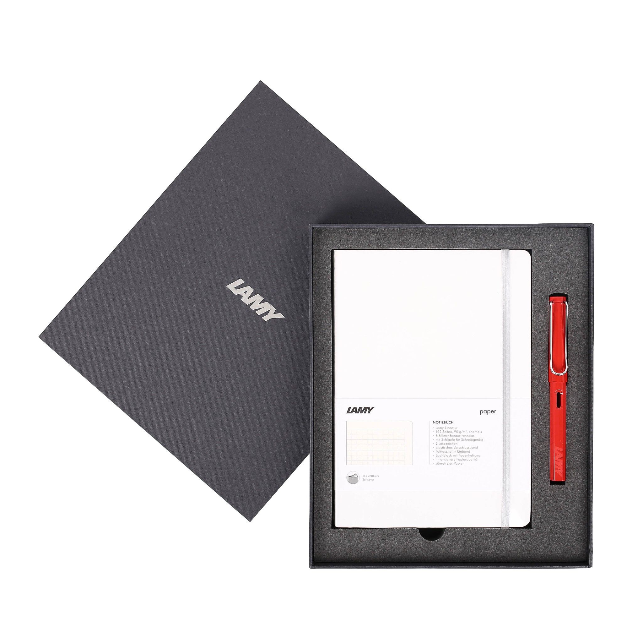 LAMY Notebook A5 softcover White + LAMY Safari Red
