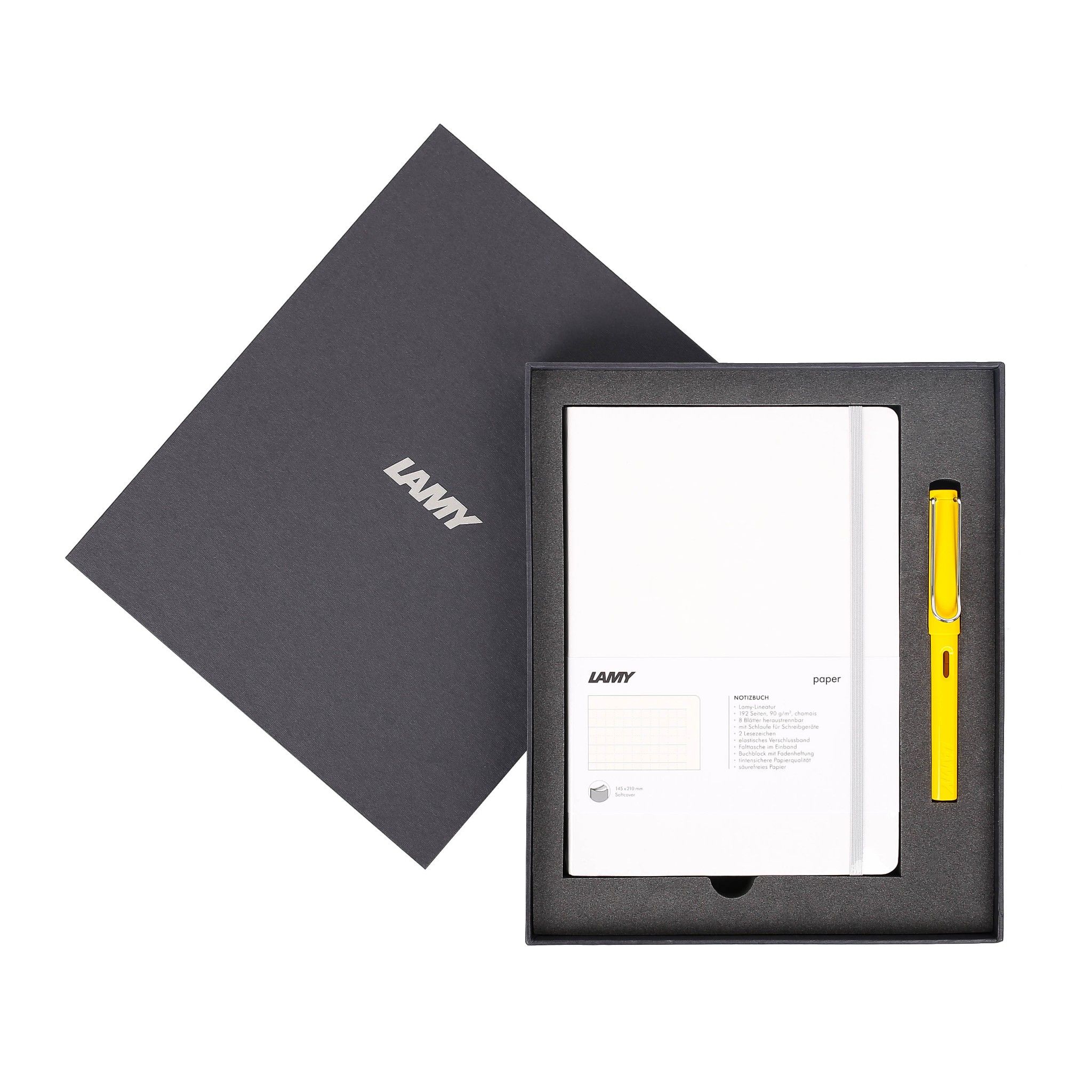 LAMY Notebook A5 softcover White + LAMY Safari Yellow