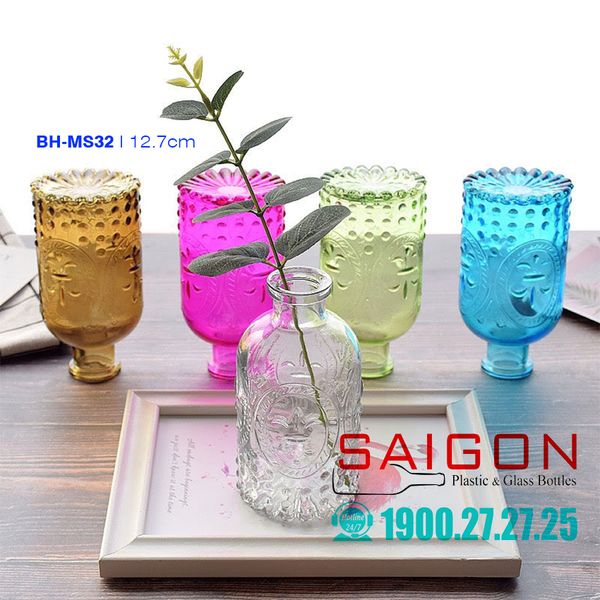 Bình hoa Thủy tinh Nhiều màu Sắc cao 13cm | MS32