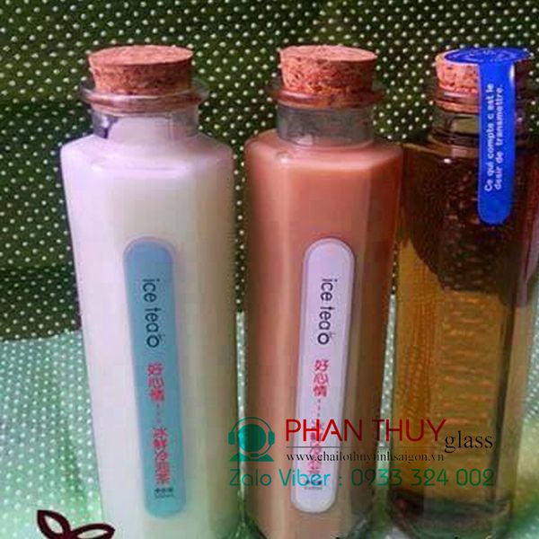 Chai Lục giác 350ml nắp gỗ Ép