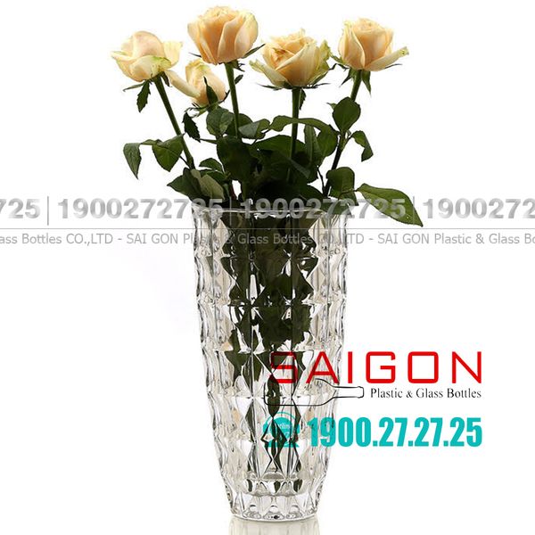 Deli DSHP2027-1 - Bình Hoa Thủy Tinh Deli Delisoga Kim Cương 30cm | Thủy Tinh Cao Cấp