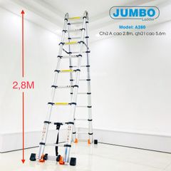 5m Thang nhôm rút gọn chữ A cao cấp Jumbo A 280