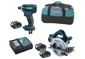 18V Bộ sản phẩm máy cưa đĩa vặn vít dùng pin Makita DLX2085M