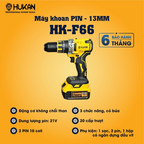 Máy khoan PIN - 13mm Hukan F66