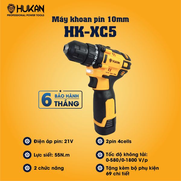 Máy khoan pin - 10mm Hukan HK-XC5