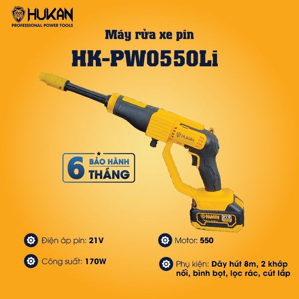 Máy rửa xe chạy pin Hukan BODY
HK-PW0550Li