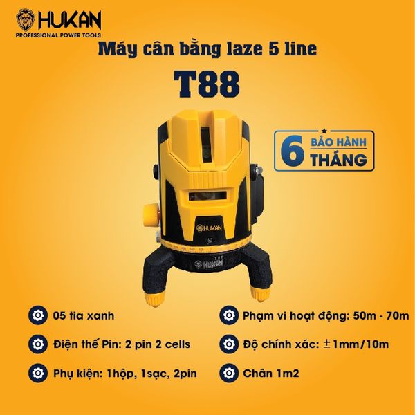 Máy cân bằng laser 5 line Hukan T88