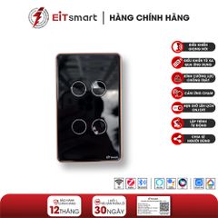 Công Tắc Cảm Ứng Thông Minh EITsmart, kết nối WiFi / Zigbee, Kính Cường Lực – viền Nhôm, C-Glass Series, 04 Nút Concave ESW13-04ZB (Đen)