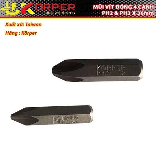 Mũi Vít Đóng 4 cạnh Körper 36mm Körper KP-16136-21-0362