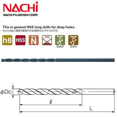 10.5x600mm Mũi khoan dài Nachi List L550