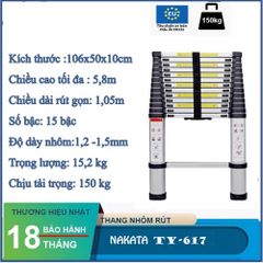 Thang nhôm rút đơn NAKATA 5m8 - TY617 TY617