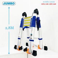 5m Thang nhôm rút gọn chữ A cao cấp Jumbo A280B