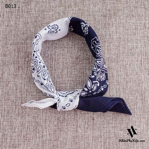 Khăn Bandana (Khăn Turban EXO) Màu Trắng Phối Xanh Đen - Mã B013