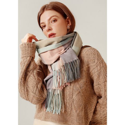 Khăn quàng choàng cổ len Cashmere giữ ấm cao cấp phong cách châu Âu Mỹ sang trọng