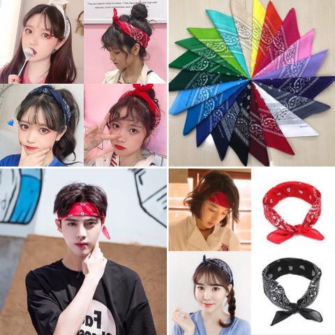 Khăn bandana hiphop turban nam Nữ đủ màu trắng, đen, xám, xanh, đỏ, tím, hồng, vàng cam