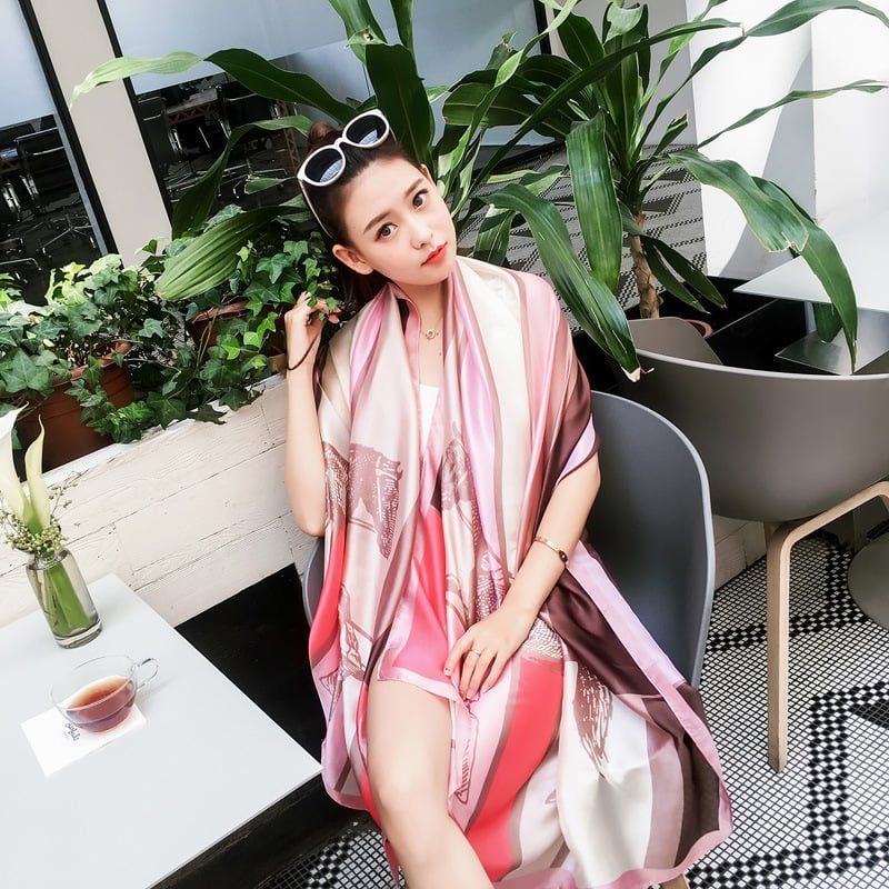Khăn Choàng Cổ Lụa Họa Tiết Horse Phối Nhiều Màu - Lụa Silk - 180x90cm - Mã KS165