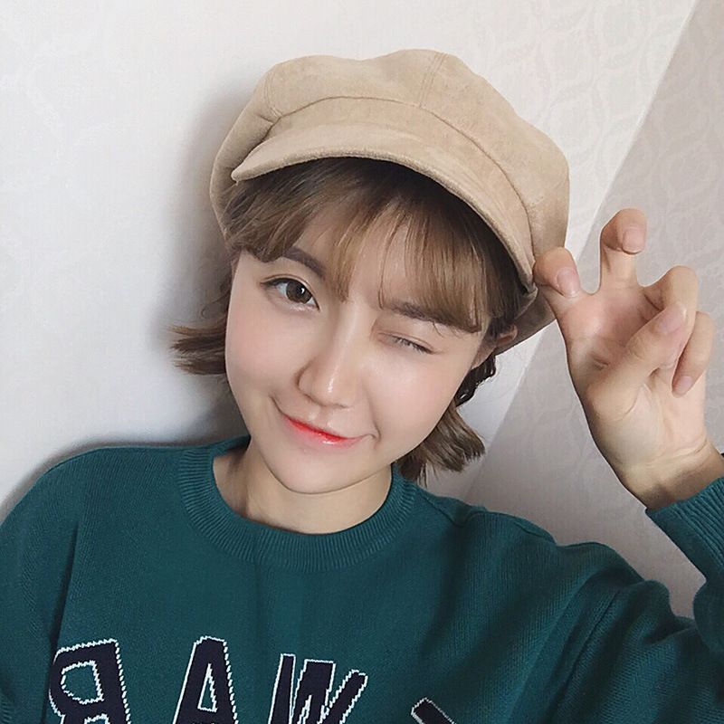 Mũ Beret Lưỡi Trai - Nón Nồi Nữ Màu Be Da Bò - Mã NV217