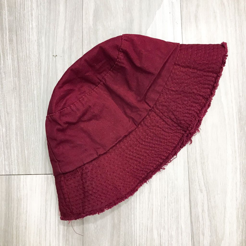Mũ Nón Vải Bucket Viền Tua Rua Chất Kaki Màu Đỏ Đô - Mã NV023