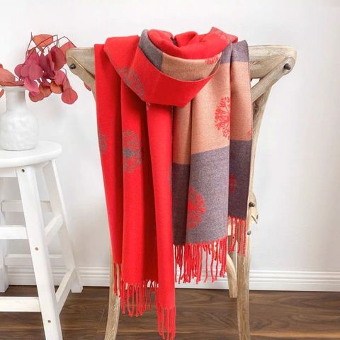 Quà tặng valentine 14/02 cho vợ, người yêu nữ, bạn gái -  Khăn quàng cổ len cashmere nữ choàng giữ ấm màu đỏ LAGU Khăn Phụ Kiện - KC335