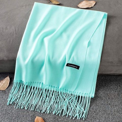 Quà tặng sinh nhật cho mẹ nên tặng gì -  Khăn Choàng Cổ Len Dạ Màu Xanh Lam Nhạt Trơn - Cashmere - 200x60cm - Mã KC322