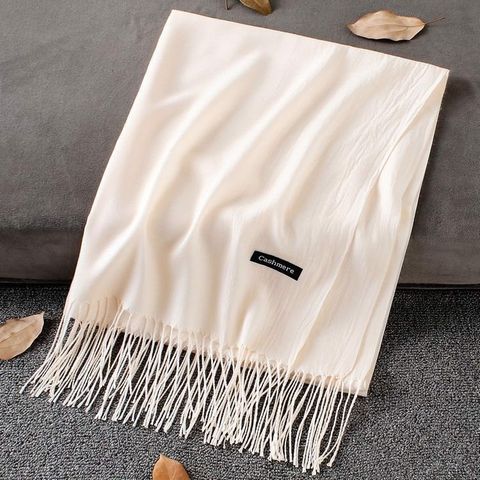 Quà tặng 8/3 cho người yêu nữ, vợ, cô giáo, mẹ -  Khăn Choàng Cổ Len Dạ Màu Be Trơn - Cashmere - 200x60cm - Mã KC325