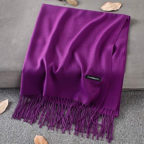 Quà 20/11 tặng cho cô giáo -  Khăn Choàng Cổ Len Dạ Màu Tím Trơn - Cashmere - 200x60cm - Mã KC321