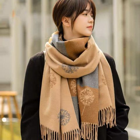 Quà tặng sinh nhật cho mẹ nên tặng gì -  Khăn quàng cổ len cashmere nữ choàng giữ ấm màu be LAGU Khăn Phụ Kiện - KC336