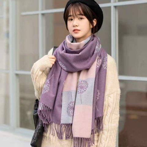 Quà tặng valentine 14/02 cho vợ, người yêu nữ, bạn gái -  Khăn quàng cổ len cashmere nữ choàng giữ ấm màu tím LAGU Khăn Phụ Kiện - KC334