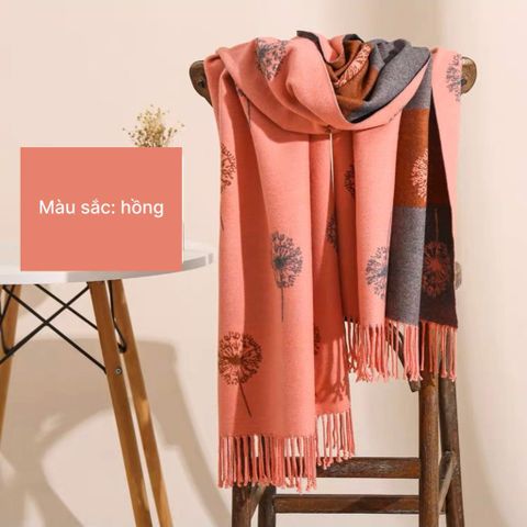 Quà tặng 8/3 cho người yêu nữ, vợ, cô giáo, mẹ -  Khăn quàng cổ len cashmere nữ choàng giữ ấm màu hồng LAGU Khăn Phụ Kiện - KC337