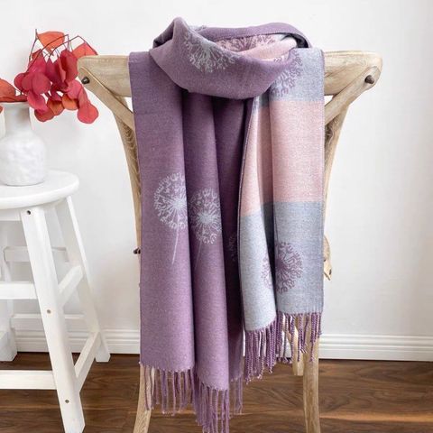 Quà tặng valentine 14/02 cho vợ, người yêu nữ, bạn gái -  Khăn quàng cổ len cashmere nữ choàng giữ ấm màu tím LAGU Khăn Phụ Kiện - KC334