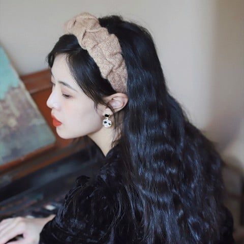 Băng đô cài tóc bện thắt bím Lagu Khăn Phụ Kiện, bờm tóc phong cách Hàn Quốc cho nữ đẹp cao cấp sang trọng- Nâu