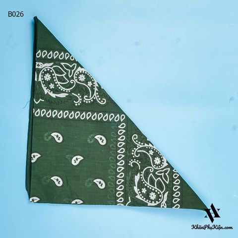 Khăn Bandana (Khăn Turban EXO) Họa Tiết Giọt Nước Màu Xanh Rêu - Mã B026