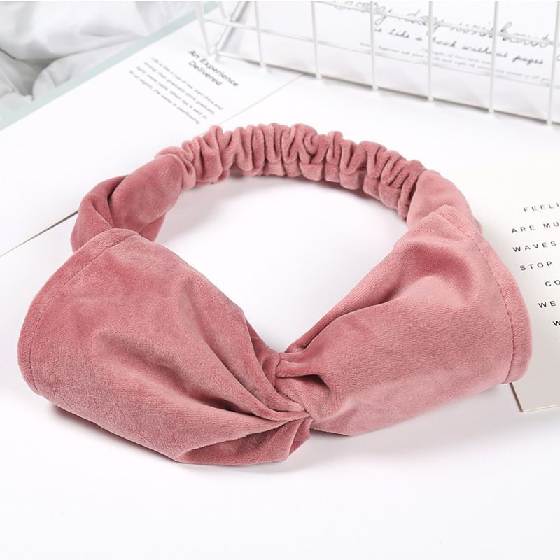 Băng Đô Turban Cài Tóc Vải Thun Thắt Nơ Màu Hồng Pastel - Mã BD515