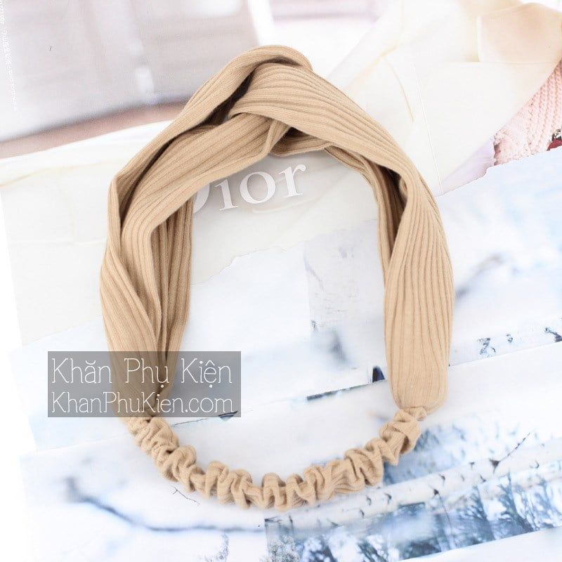 Băng Đô Vải Cài Tóc Thun Màu Be - Mã BD068