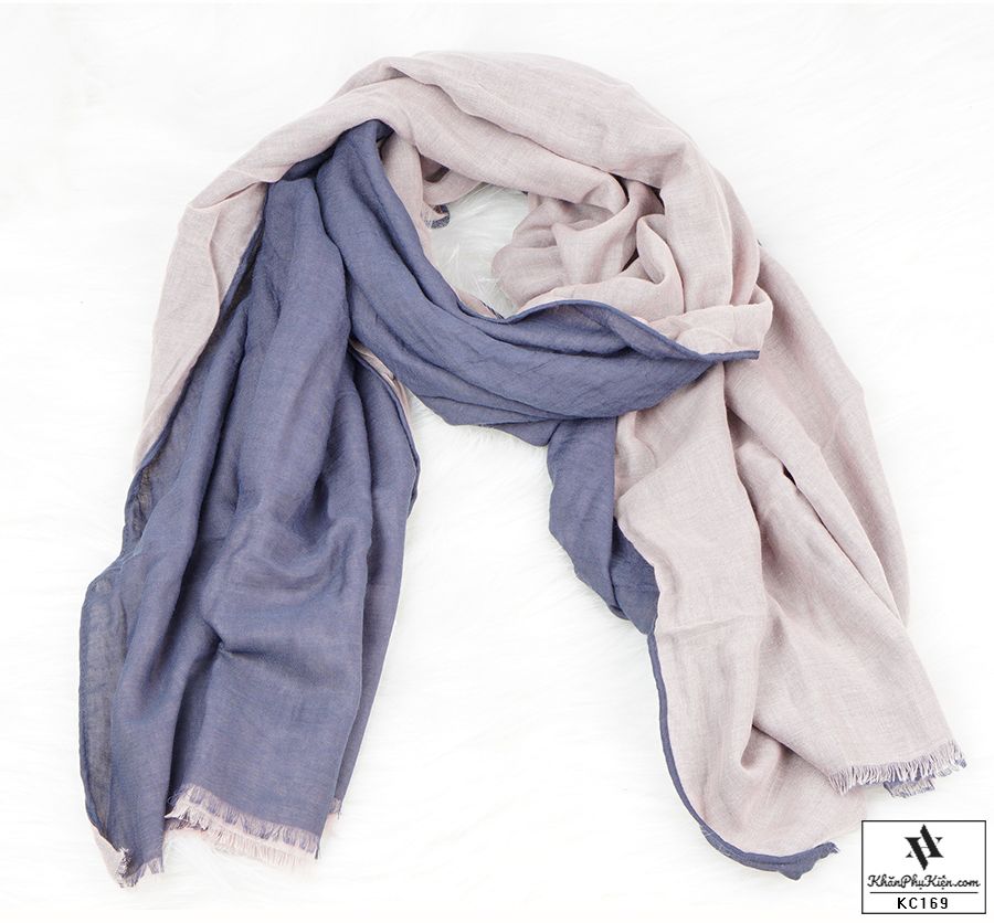 Khăn Choàng Cổ Phối Màu Xanh Dương, Hồng Tím - Cotton Viscose - 180x90cm - Mã KC169