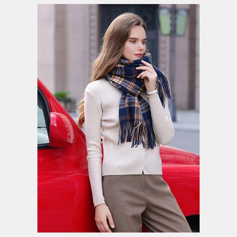 Khăn quàng choàng cổ len Cashmere giữ ấm cao cấp phong cách châu Âu Mỹ sang trọng LÀ GU Khăn Phụ Kiện - KC448