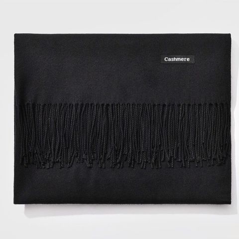 Quà tặng sinh nhật cho bạn gái -  Khăn Choàng Cổ Len Dạ Màu Đen Trơn - Cashmere - 200x60cm - Mã KC074