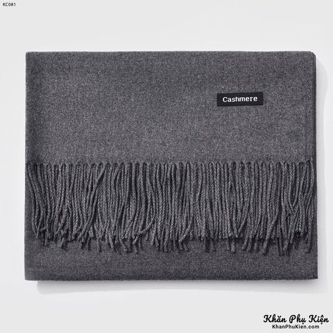 Khăn quàng choàng cổ len Cashmere giữ ấm màu xám trơn cao cấp đẹp sang trọng - Mã KC081