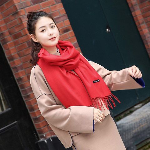 Quà tặng sinh nhật cho bạn gái - Khăn Choàng Cổ Len Dạ Màu Đỏ Trơn - Cashmere - 200x60cm - Mã KC082