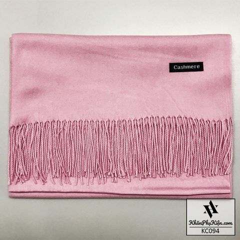 Khăn quàng choàng cổ len Cashmere giữ ấm màu hồng nhạt trơn cao cấp đẹp sang trọng - Mã KC094